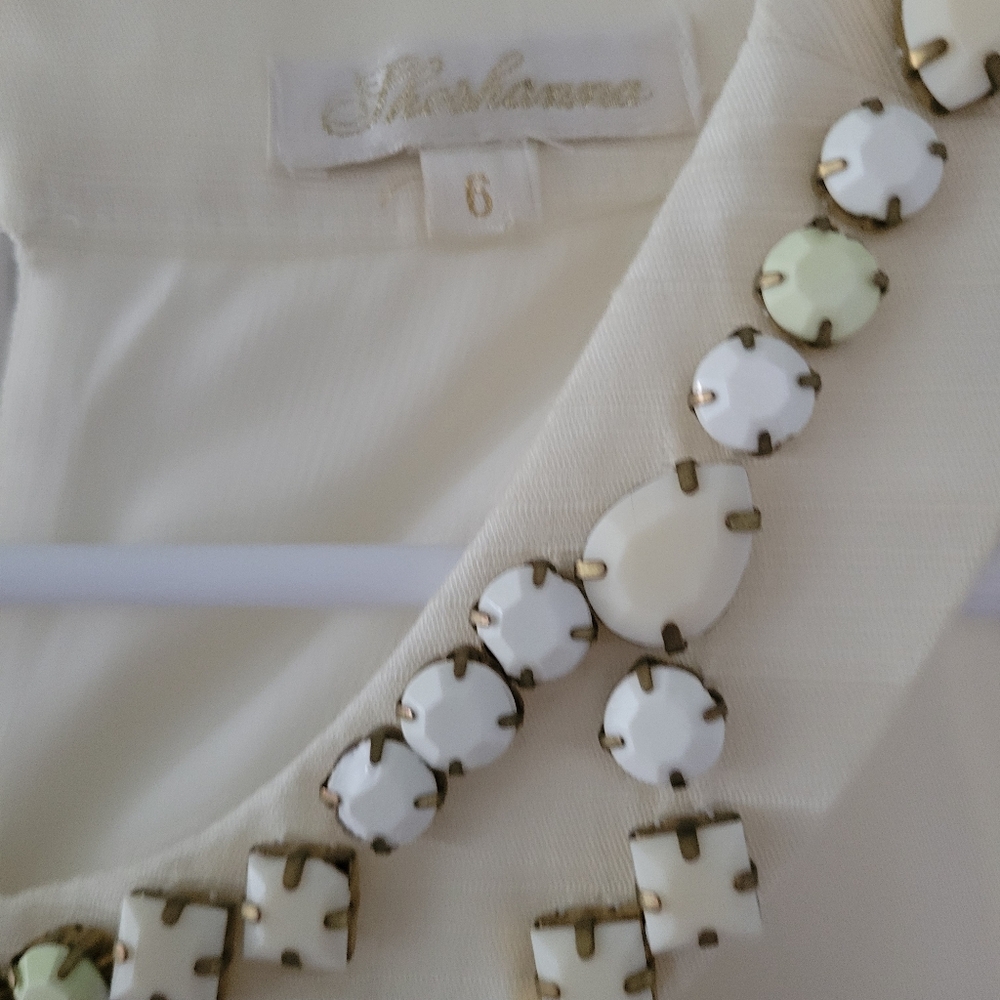 Shoshanna Cream Embellished Halter Mini Dress Size 6 - Picture 3 of 3
